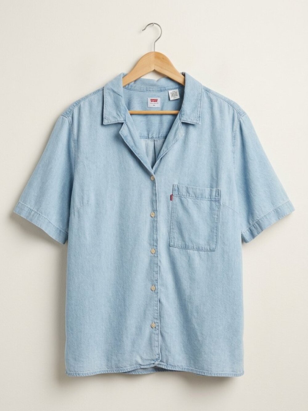 Levi's Light Wash Denim Short Sleeve Button Down Shirt 2XL